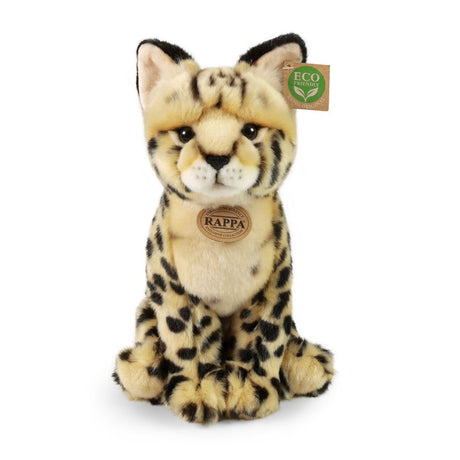Rappa eco knuffel serval 30 cm - realistische knuffel van recyclede pet flessen - zwart, crème