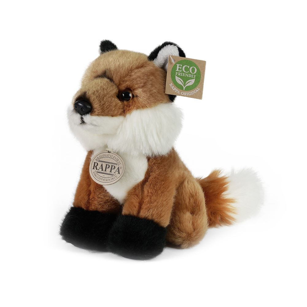 Rappa eco knuffel mini vos 19 cm - realistische knuffel van recyclede pet flessen - bruin, wit, zwart