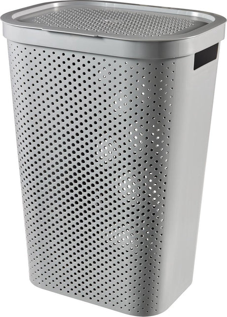 Curver infinity recycled dots wasmand met deksel - 60l - grijs