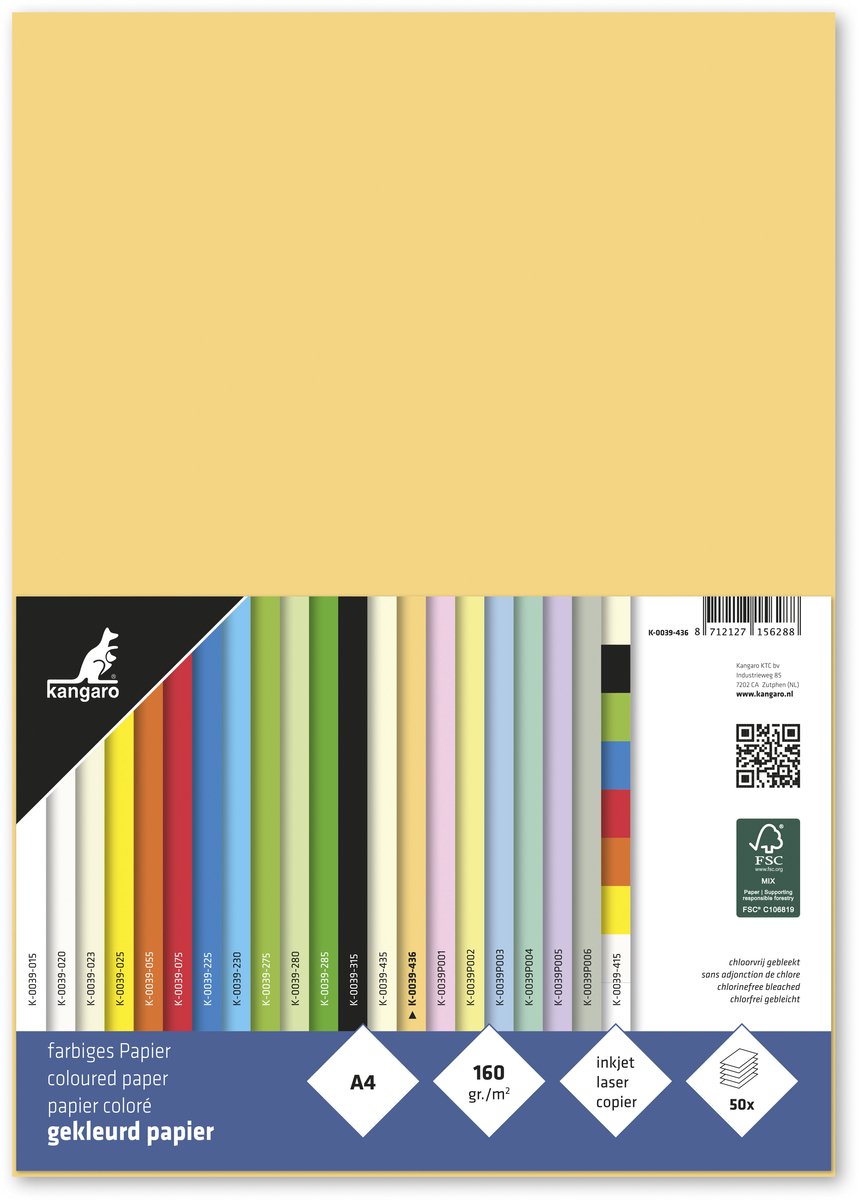 Kangaro papier - a4 - 160 gram fsc - pak 50 vel - donkerchamois - k-0039-436
