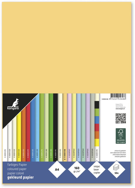 Kangaro papier - a4 - 160 gram fsc - pak 50 vel - donkerchamois
