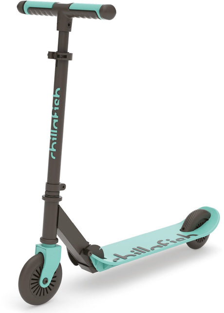 Chillafish kinderstep jongen en meisje vanaf 5 jaar met voetrem - blauw groen - step met verstelbaar stuur - opvouwbaar en lichtgewicht met abec-5 wielen - model flexxi