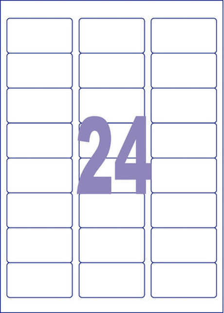 Kangaro etiketten - universeel - zelfklevend - inkjet laser kopieer - 63,5x33,9mm - doos a 25 vel - 24 stickers per vel
