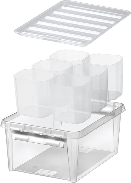 Smartstore - classic 15 opbergbox 14 liter met 6 vakverdelers - polypropyleen - transparant