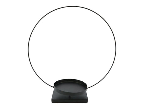 Hbx natural living kandelaar met opmaak ring floral ø35xh39cm zwart