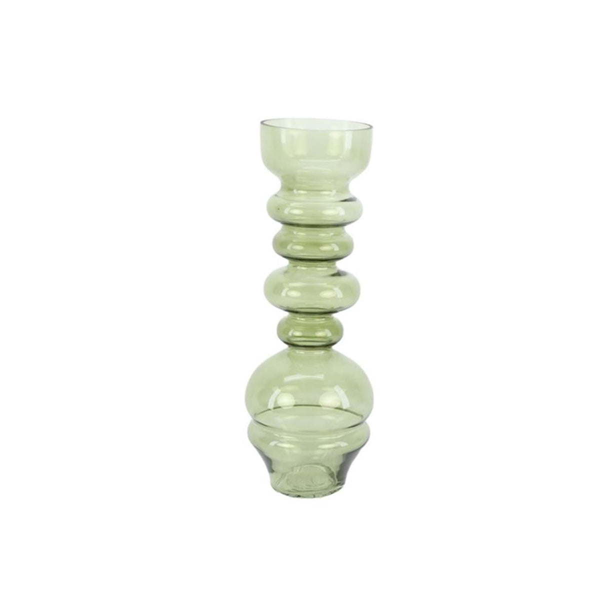 Hbx natural living vaas glas ø12xh33,5cm lichtgroen