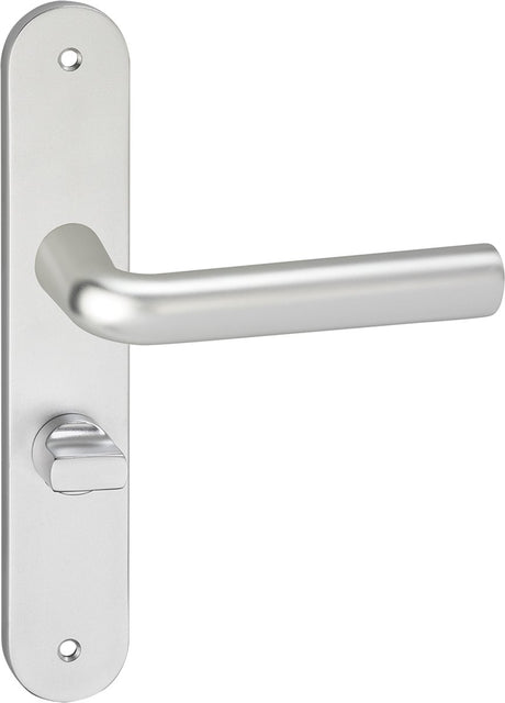 Impresso deurkruk - bolton - voor binnen - ovaal deurschild met schroeven en toiletsluiting - aluminium - 2 stuks