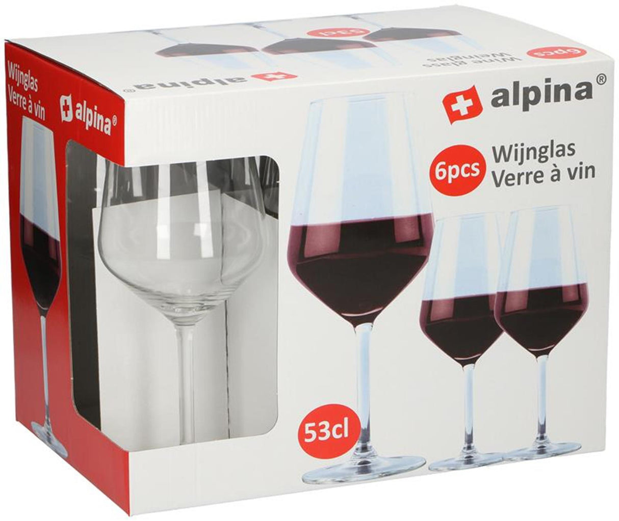 Alpina wijnglazen rode wijn - 6 stuks rode wijnglazen - wijnglas 53cl - wijnglazen set - glazenset voor diner - wijn glazen - helder glas
