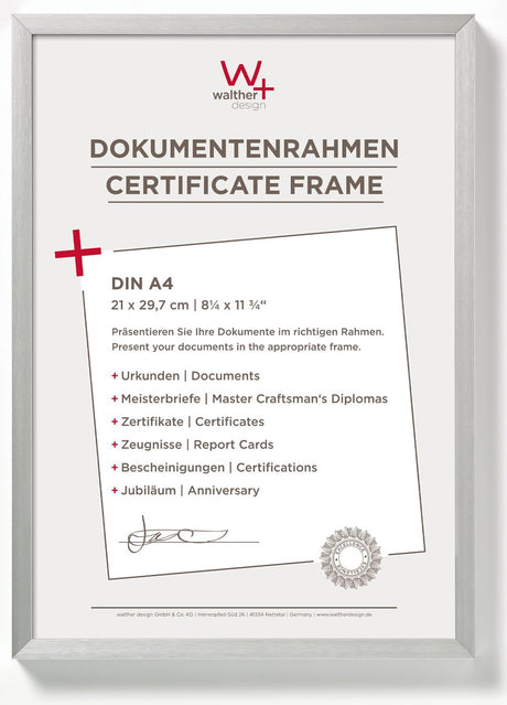 Walther chair - aluminium fotolijst - fotomaat 21x29,7 cm (a4) - zilver