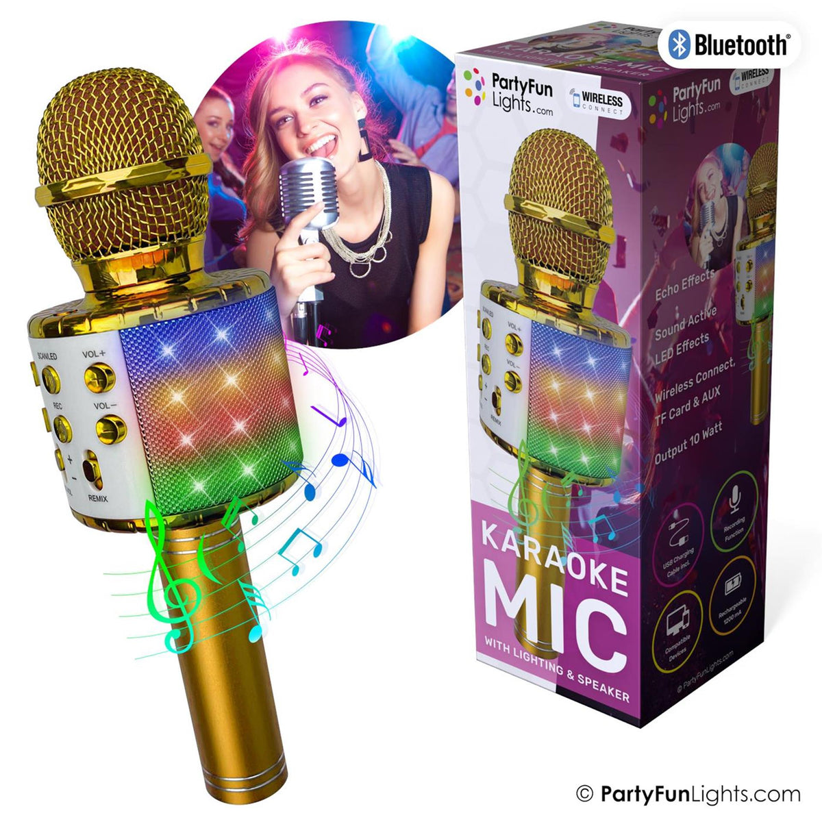 Partyfun lights karaoke mic met luidspreker 1200ma