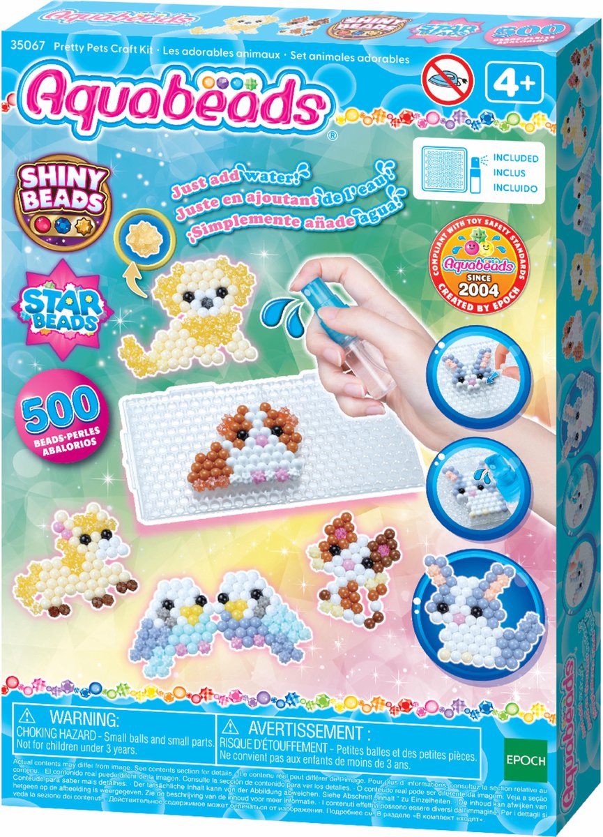 Aquabeads de schattige dieren set- startset- complete set 500 parels in 21 kleuren