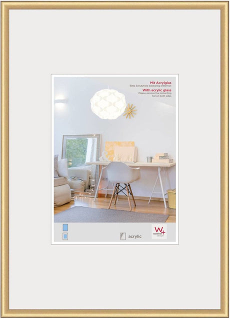 Walther new lifestyle - kunststof lijst - fotoformaat 50x70 cm - kunstglas - goud
