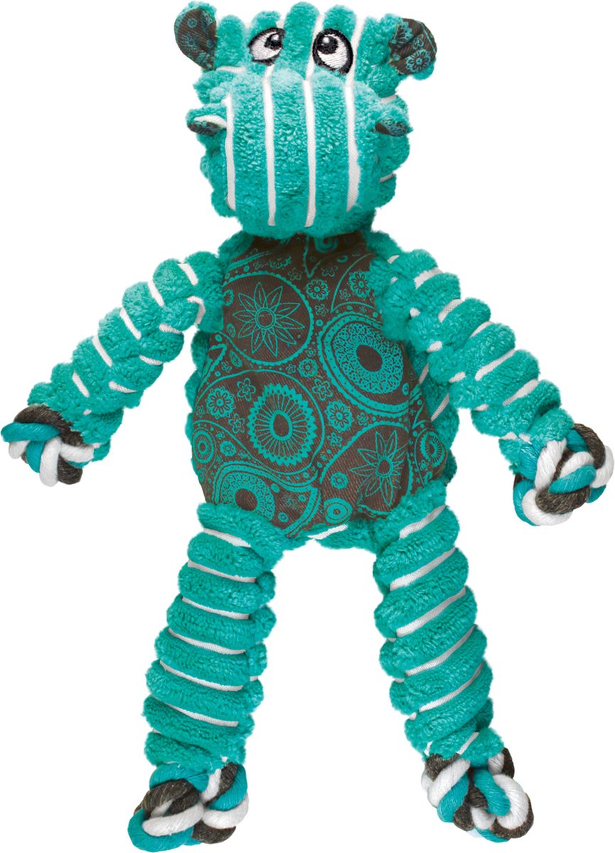 Kong floppy knots - m l - nijlpaard - hondenspeelgoed - groen blauw - 36 x 19 x 8 cm