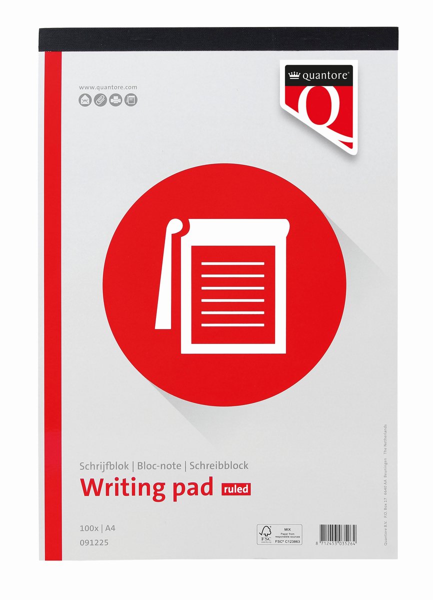 Quantore schrijfblok basic a4 gelijnd 5 stuks