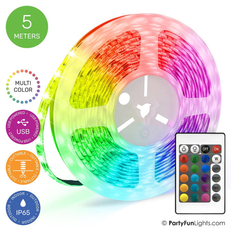 Partyfun lights partyfunlights - led strip - multi-color rgb - werkt op usb - 5 meter