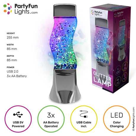 Partyfun lights tafellamp glitter led colour changing