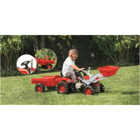 Dolu Dolu Traptractor met Aanhanger en Lader Rood Zwart