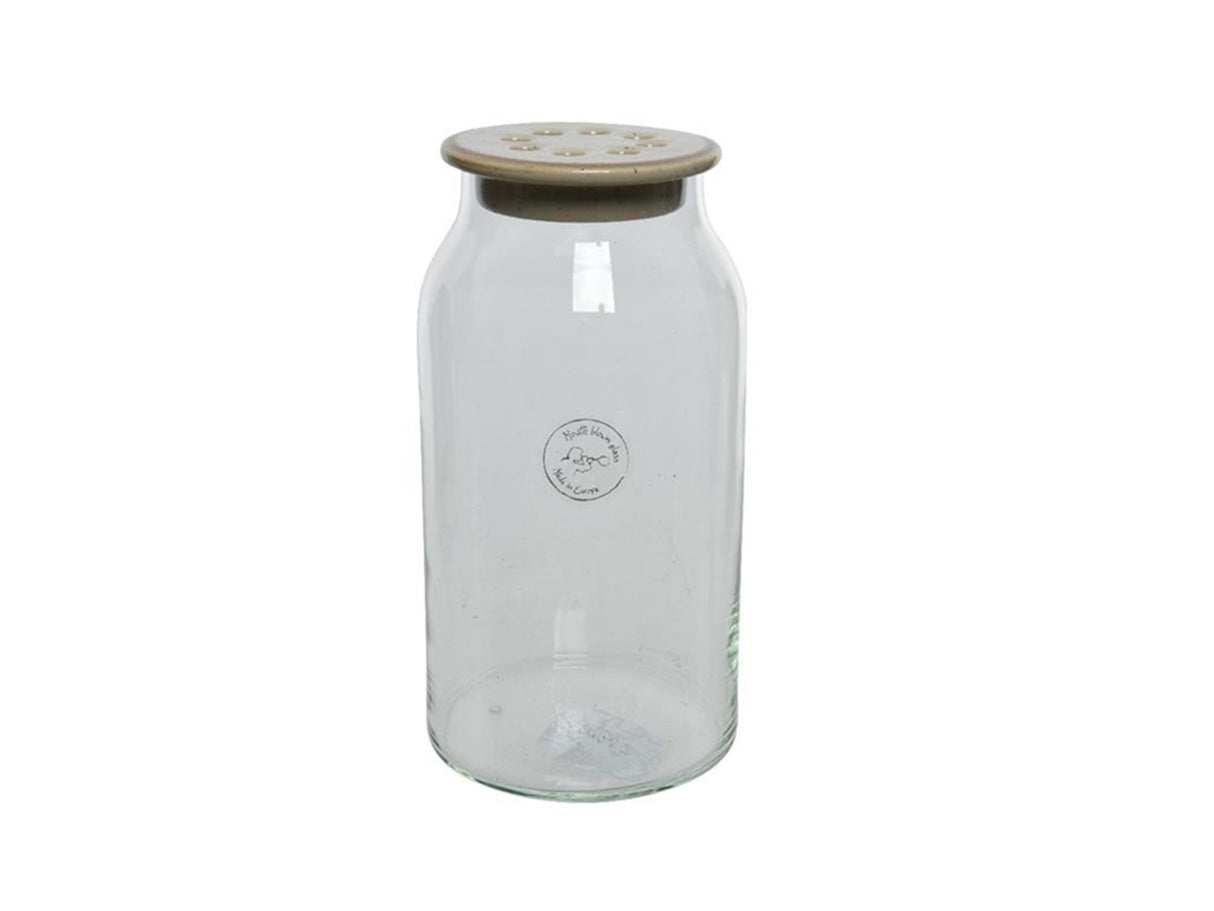 Decoris vaas glas ø11-h20cm schikdeksel