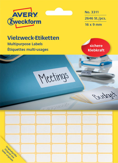 Avery huismerk 3311 handmatige etiket 19x9mm wit