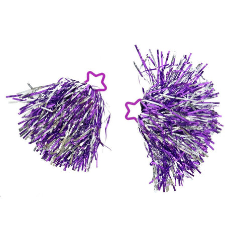 Overige merken pom poms 2 stuks paars zilver