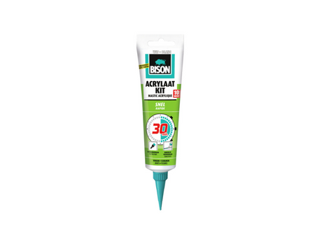 Bison acrylaatkit snel 30 minuten tube 150 ml - afdichtingskit voor het afdichten van voegen, naden, kieren en scheuren, overschilderbaar, strak afmesbaar