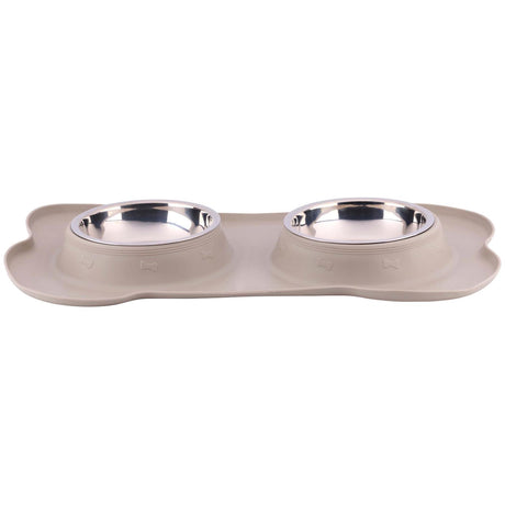 Pet voerbak met mat en stalen bak 45x27 duo
