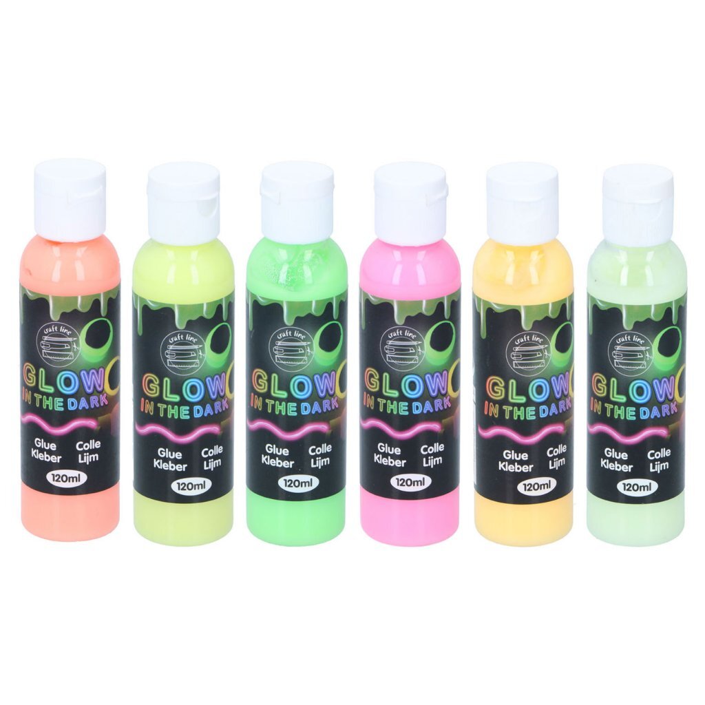 Craft line glow in the dark lijm gekleurd 120 ml