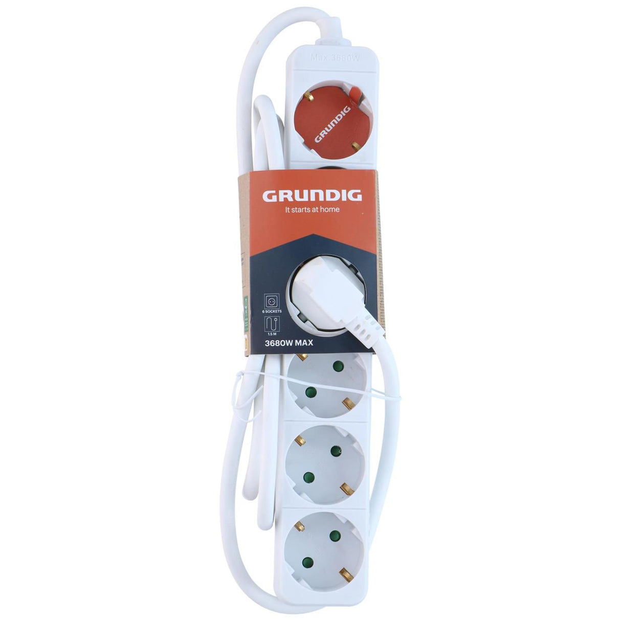 Grundig stekkerdoos wit 6-voudig 1,5m