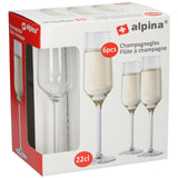 Alpina champagne glazen - flûte - 220 milliliter - 6 stuks