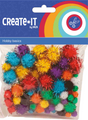 Haza witbaard glitter pompoms, 78st.