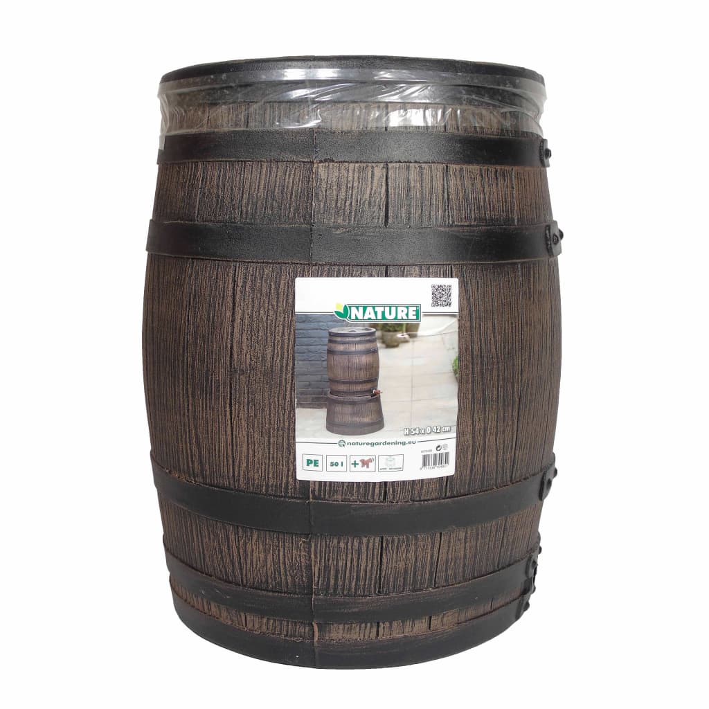 Nature regenton met hout-look 50 l 38x49,5 cm bruin