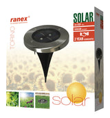 Ranex ra-5000389 ronde led solar grondspot geborsteld rvs glas