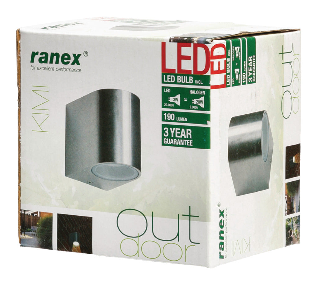 Ranex Wandlamp Kimi LED 6,8 x 9,2 cm aluminium zilver