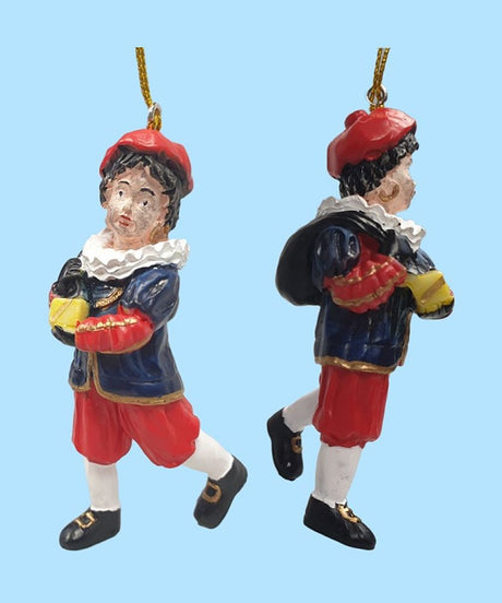 Polystone roetveeg piet met cadeau. 9 cm