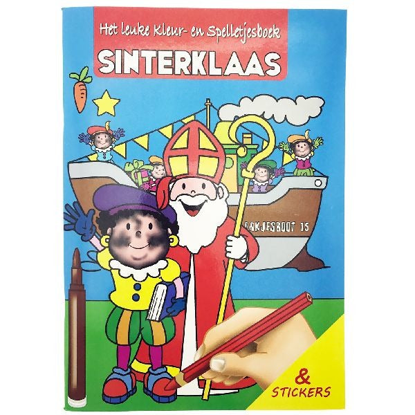 Basic sinterklaas kleur- en spelletjesboek met stickers a4