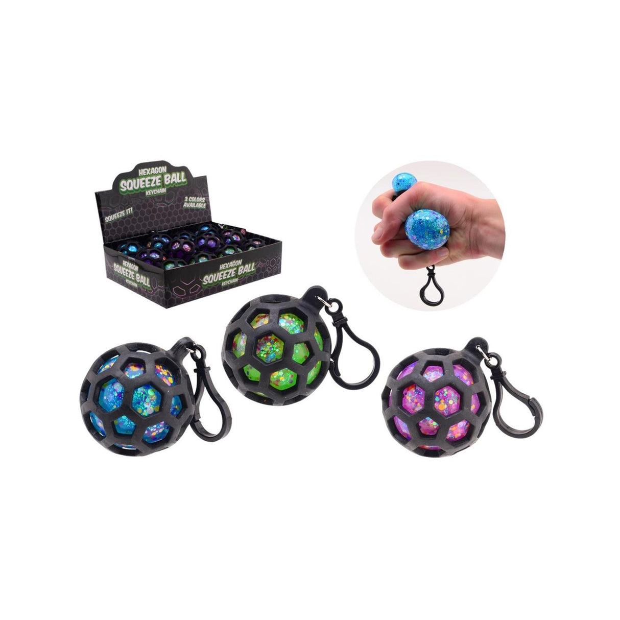 Johntoy squeeze glitterbal sleutelhanger