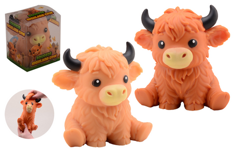 Johntoy squeeze anti-stres highland cow in pvc box