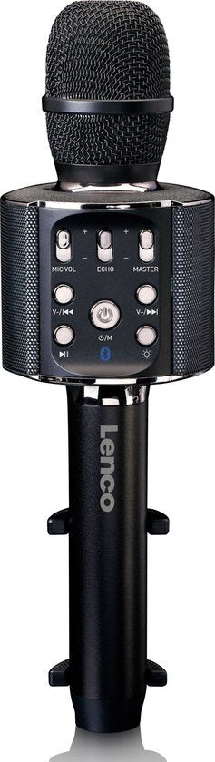 Lenco lenco bmc-090bk bluetooth karaoke microfoon met speaker en verlichting zwart