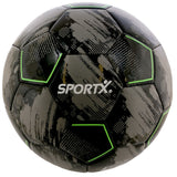 Sportx voetbal 22 cm 330-350 g zwart grijs neon groen