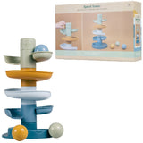Rubo toys little dutch spiraaltoren blauw - knikkerbaan - 5 delen - 3 ballen - stapeltoren