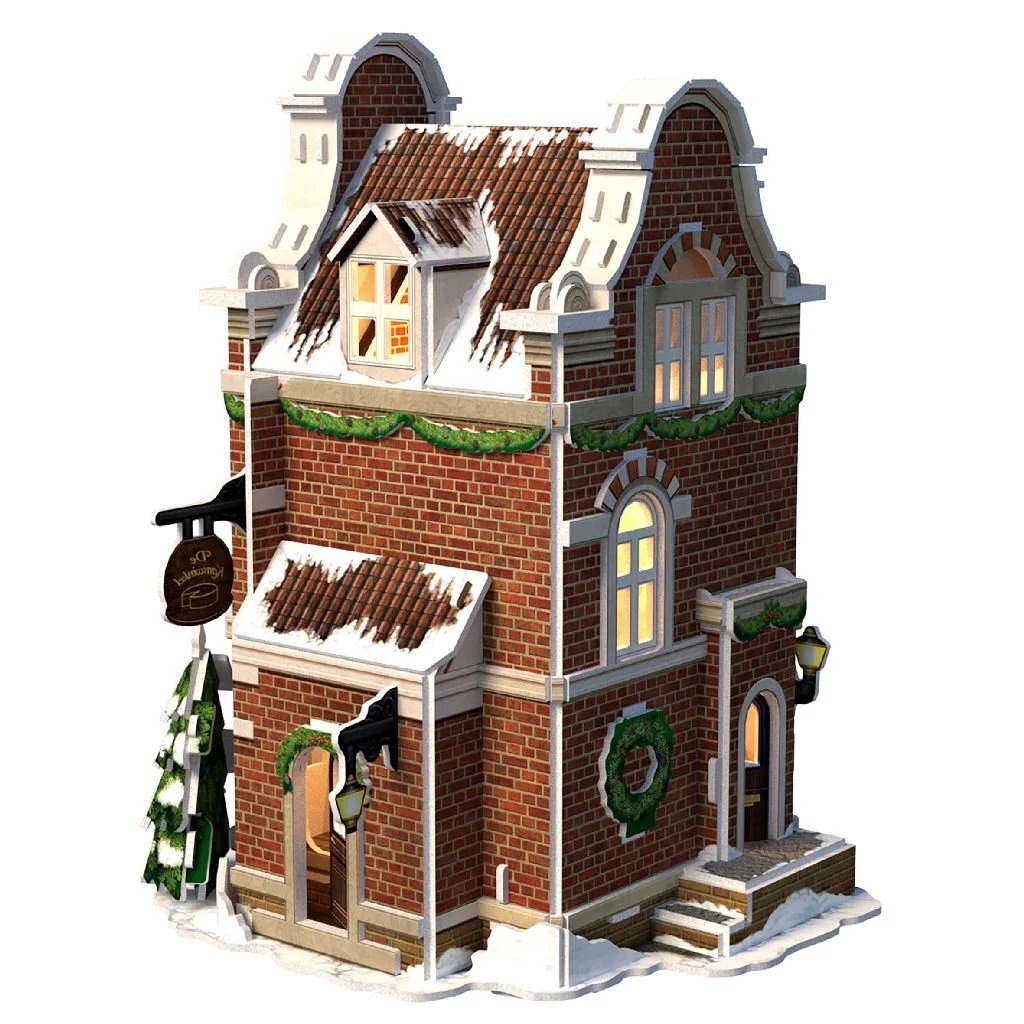 Cubic fun 3d puzzel hollands huisje winter kaaswinkel + licht 60 stukjes