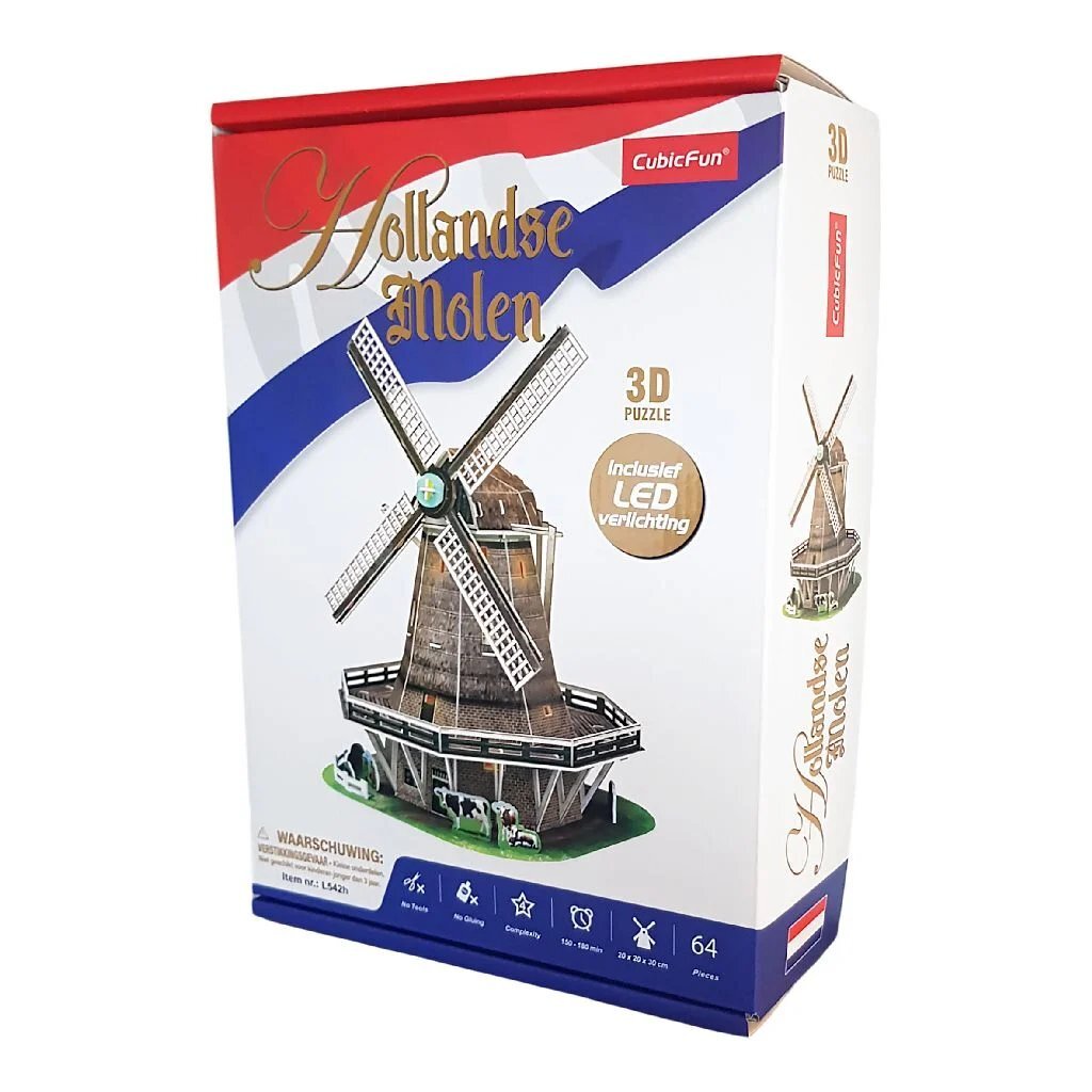 Cubic fun 3d puzzel molen led - 65st.