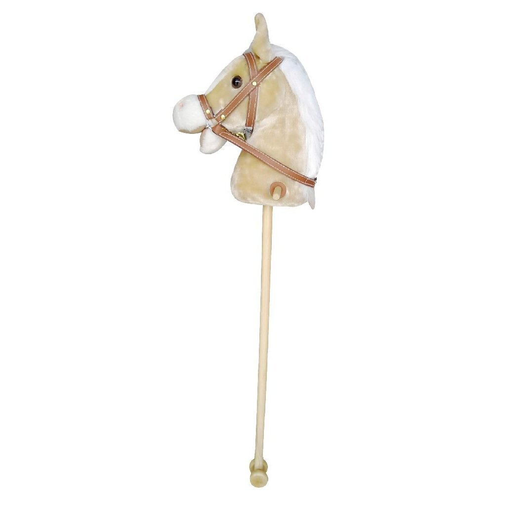 Basic pluchen stokpaard met geluid 97 cm assorti