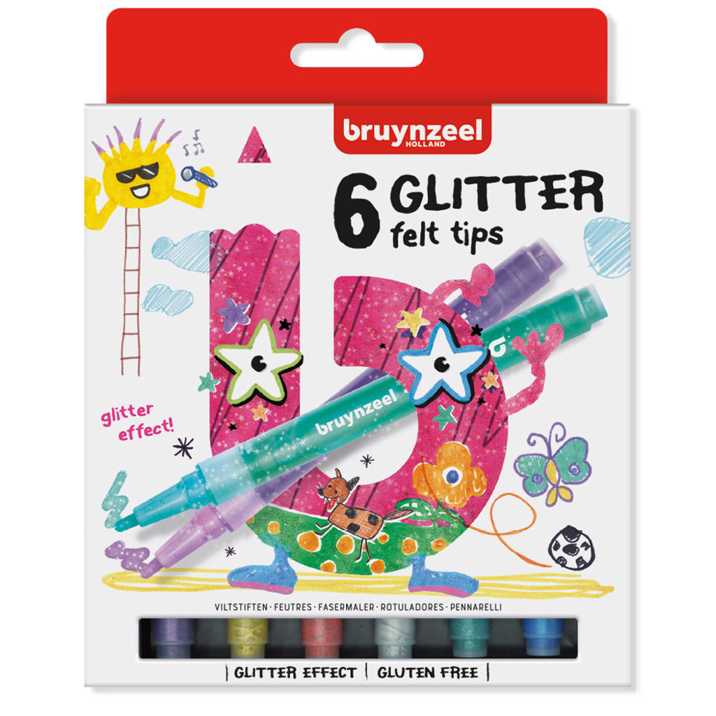 Bruynzeel Kids Glitter Viltstiften, 6st.