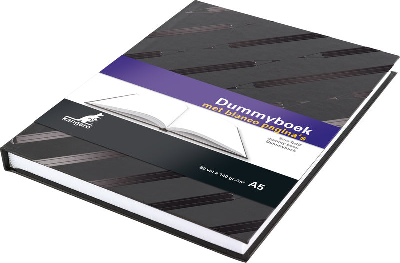 Kangaro dummyboek - a5 - zwart met design - 160 blanco pagina's - hard cover - k-5585
