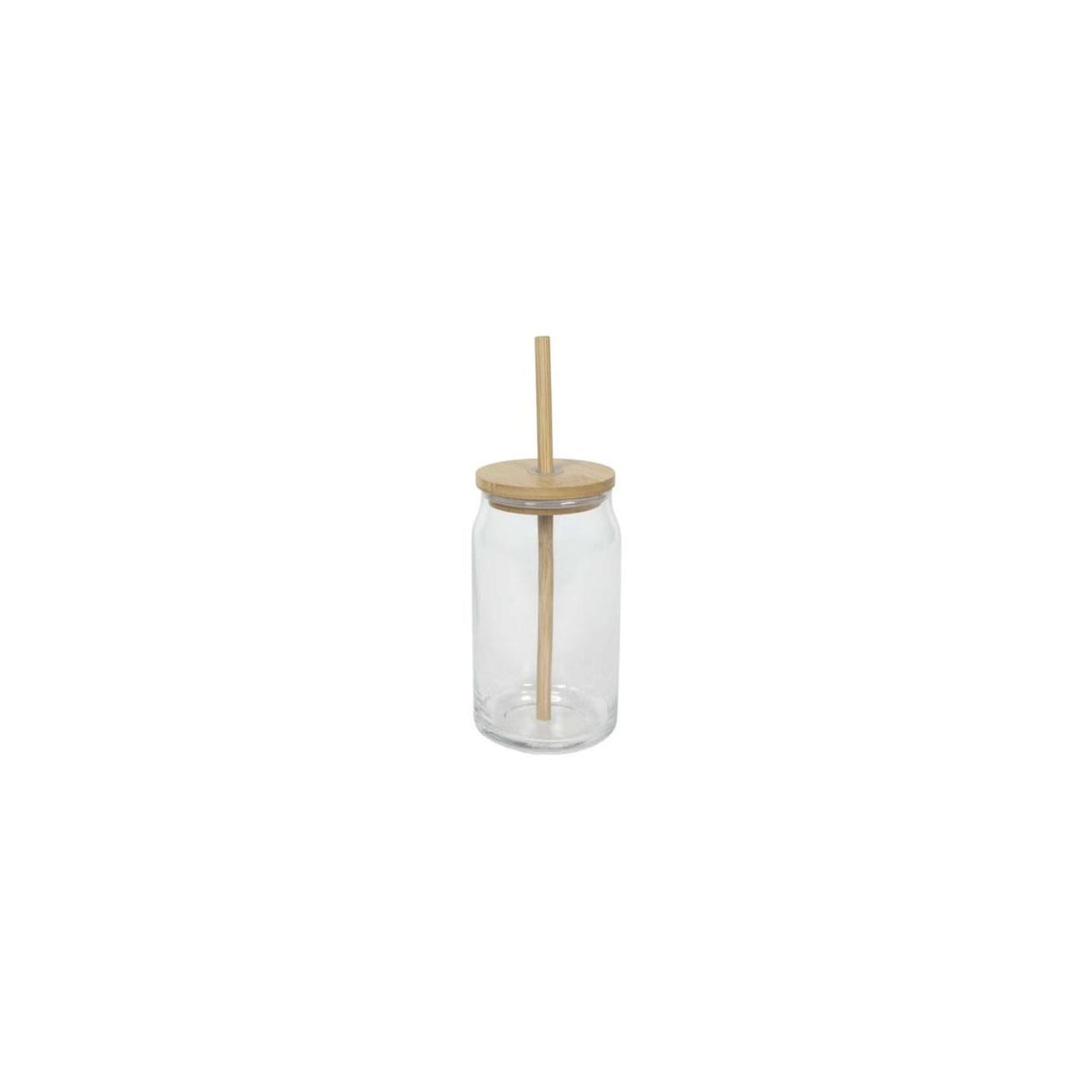 Drinkglas bamboe deksel + rietje 500ml