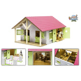 Kids Globe Globe Paardenstal Roze met 2 Boxen en Berging, 1:24