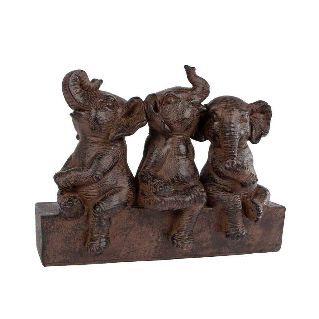 Gifts Amsterdam Gifts Amsterdam Sculptuur Three Elephants Bruin Polyst 25x11x18,5