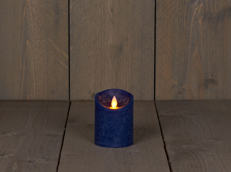 Led kaars rustiek incl. timer - 7.50x10.00cm - blauw