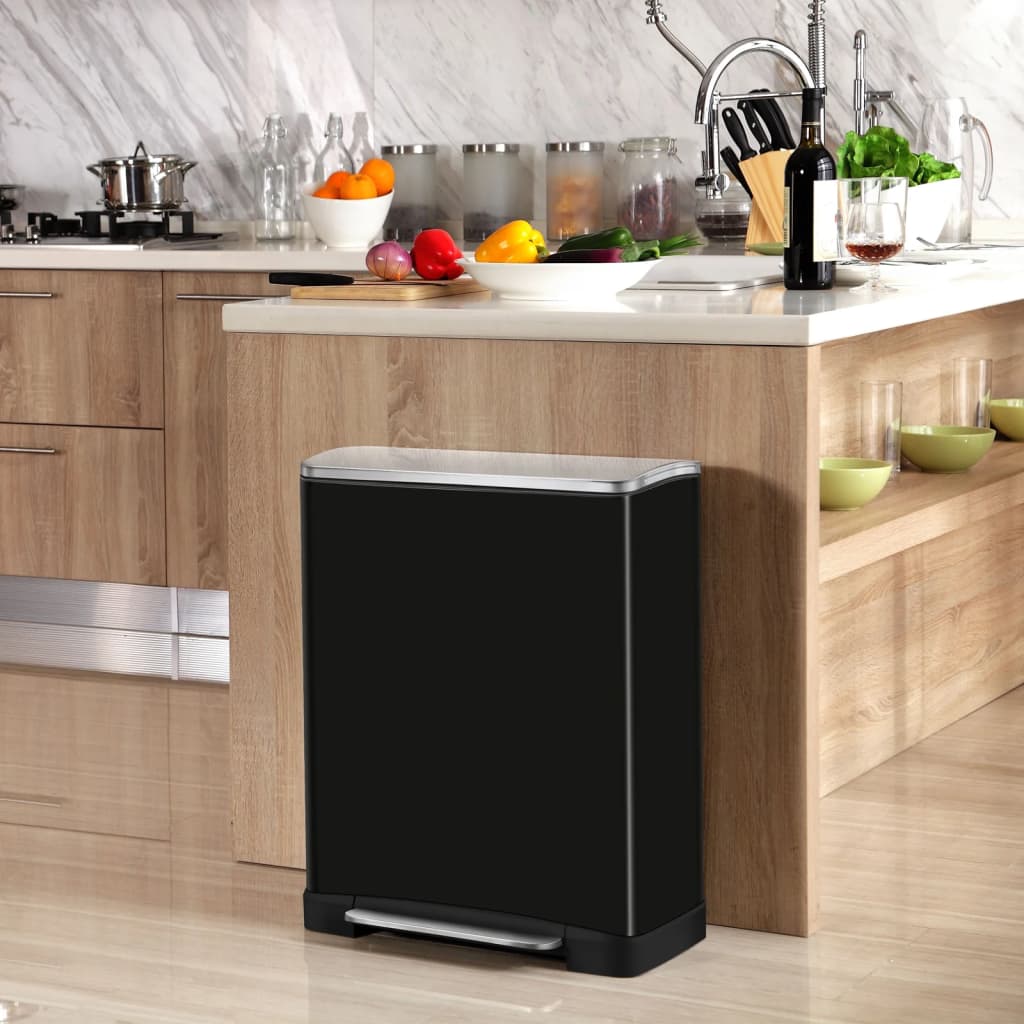 Eko eko pedaalemmer e-cube 28 l+18 l matzwart